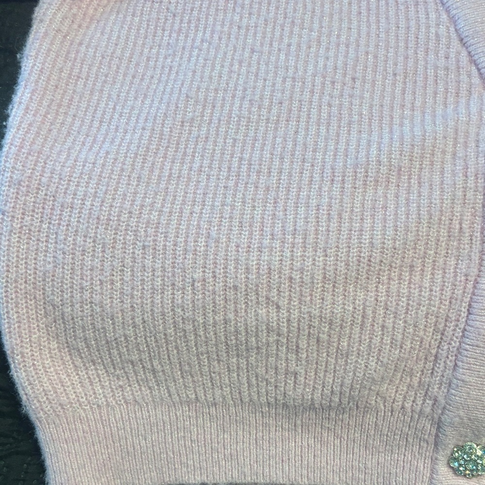 On 34th Elegant Light Pink Puff Sleeve Sparkle Button-Up Cardigan - Picture 7 of 13